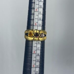Multi Stone Vintage 14K gold electroplated Ring